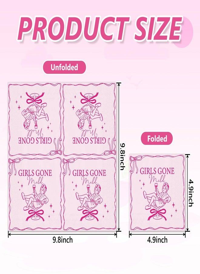 JarThenaAMCS 50 Pcs Girls Gone Mild Cocktail Napkin 3 Ply Disposable Paper Napkin Pink Drink Beverage Napkins for Galentine's Day Girls Night Bachelorette Pajama Spa Party Home Table Supplies Decor - Image 2